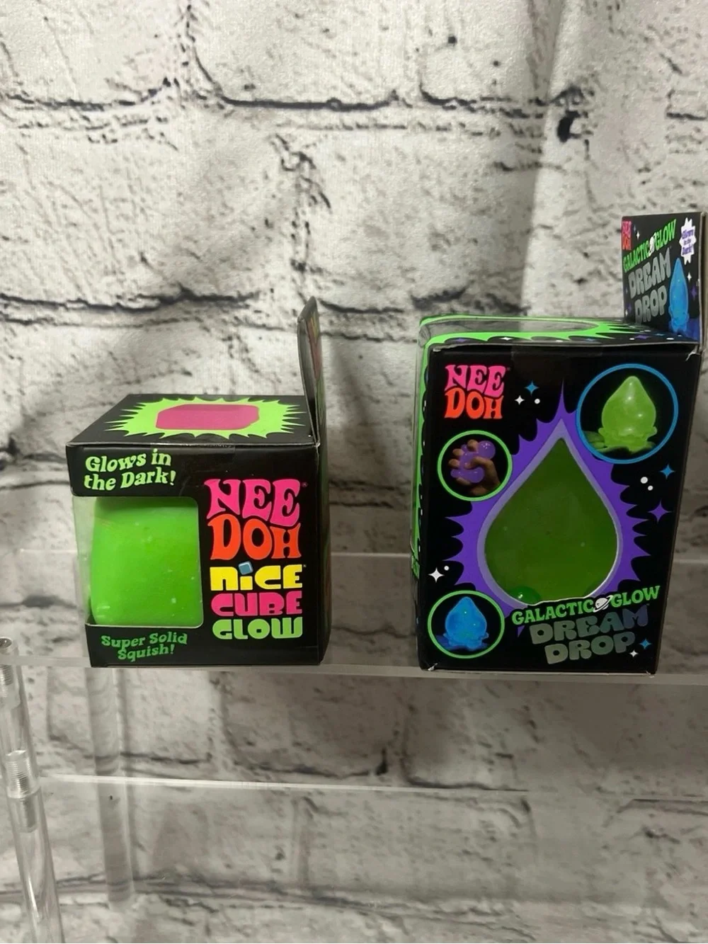 RARE FIND! Glow in the Dark NeeDoh Nice Cube Glow + Galatic Glow DreamDrop